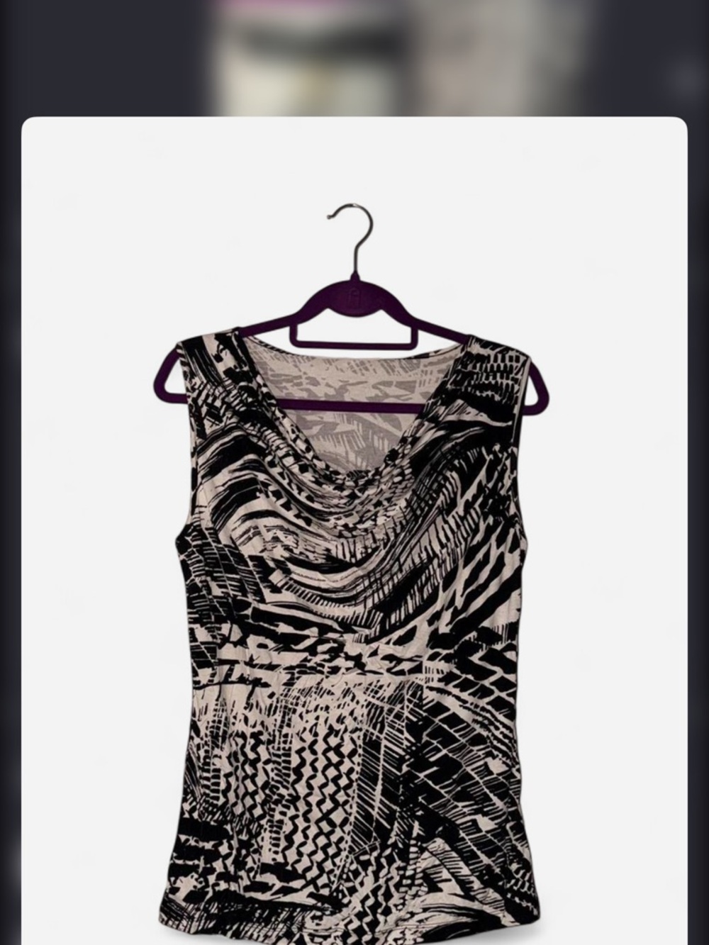 Cable & Gauge Black and Cream Cowl Neck Printed Tank